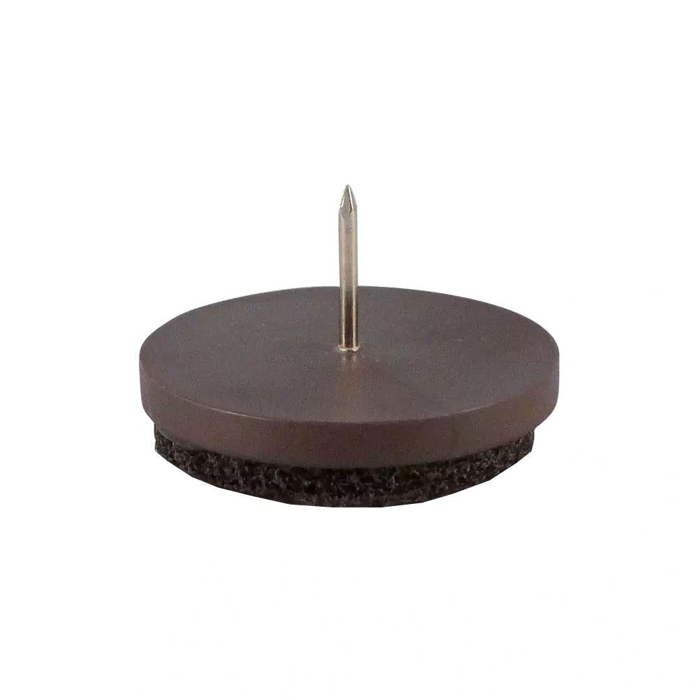 Glijder bruin rond Ø 2,4 cm en hoogte 1 cm  van kunststof - 10 stuks