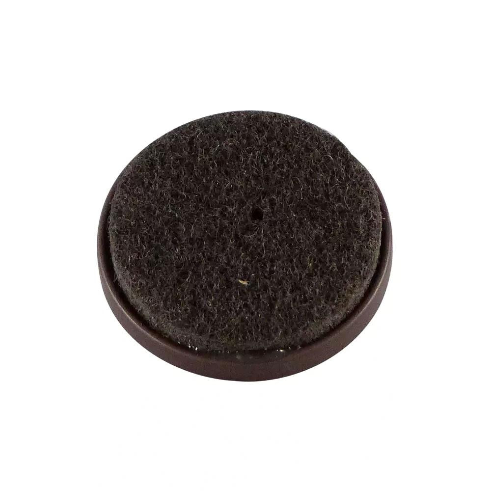 Glijder bruin rond Ø 2,4 cm en hoogte 1 cm  van kunststof - 10 stuks