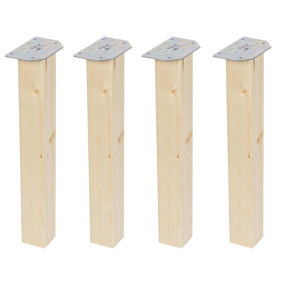 Meubelpoot  vierkant 5,5 bij 5,5 cm en hoogte 42 cm  van massief hout - 4 stuks
