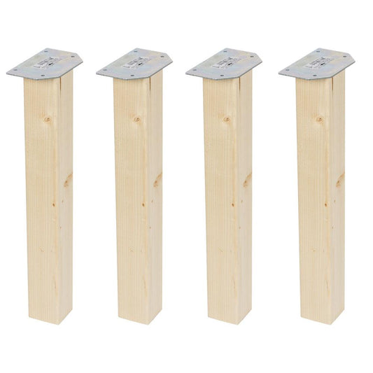 Meubelpoot  vierkant 5,5 bij 5,5 cm en hoogte 42 cm  van massief hout - 4 stuks