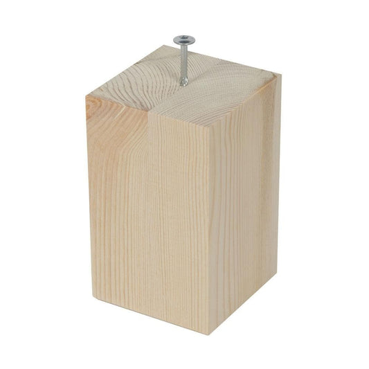 Meubelpoot  vierkant 9 bij 9 cm en hoogte 15 cm  van massief hout, 9 x 9 cm