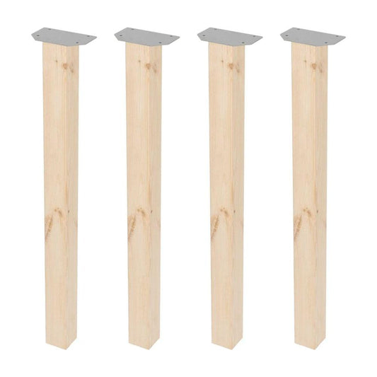 Tafelpoot  vierkant 5 bij 5 cm en hoogte 72 cm  van massief hout - 4 stuks