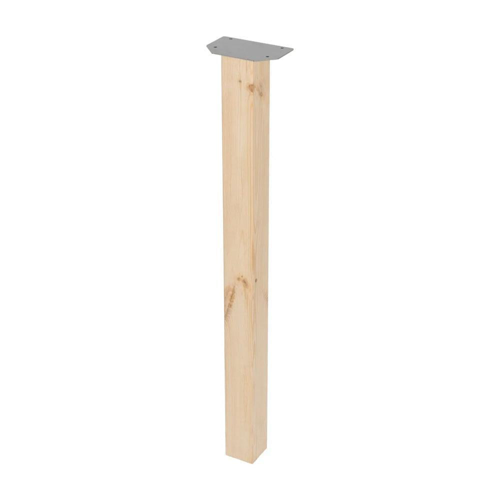 Tafelpoot  vierkant 5 bij 5 cm en hoogte 72 cm  van massief hout - 4 stuks