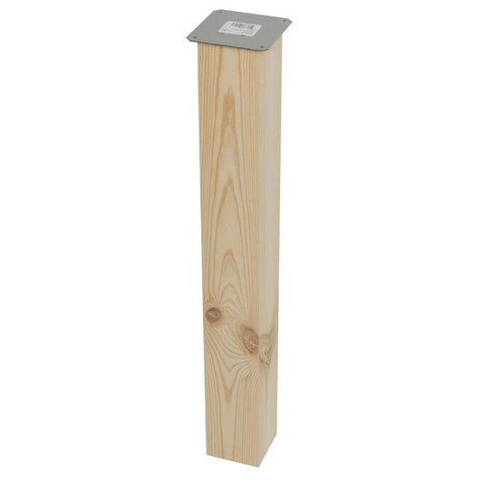 Tafelpoot  vierkant 9 bij 9 cm en hoogte 72 cm  van massief hout, 9 x 9 cm