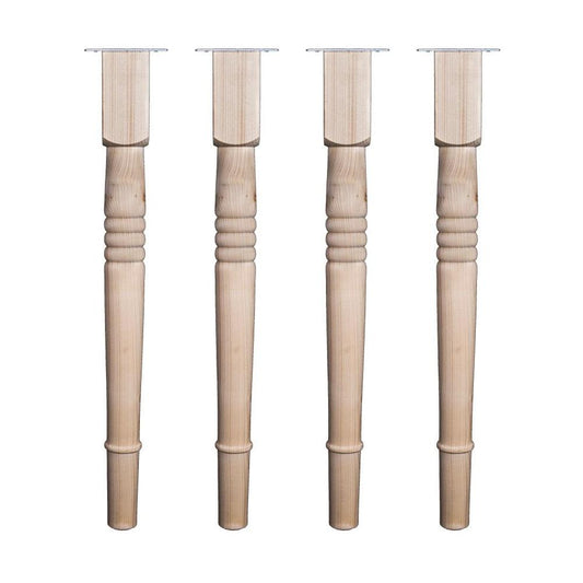 Landelijke meubelpoot  rond Ø 7 cm en hoogte 73 cm  van massief hout - 4 stuks
