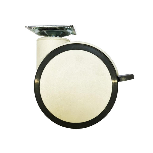 Meubelwiel wit rond Ø 10 cm en hoogte 12,5 cm  van massief kunststof