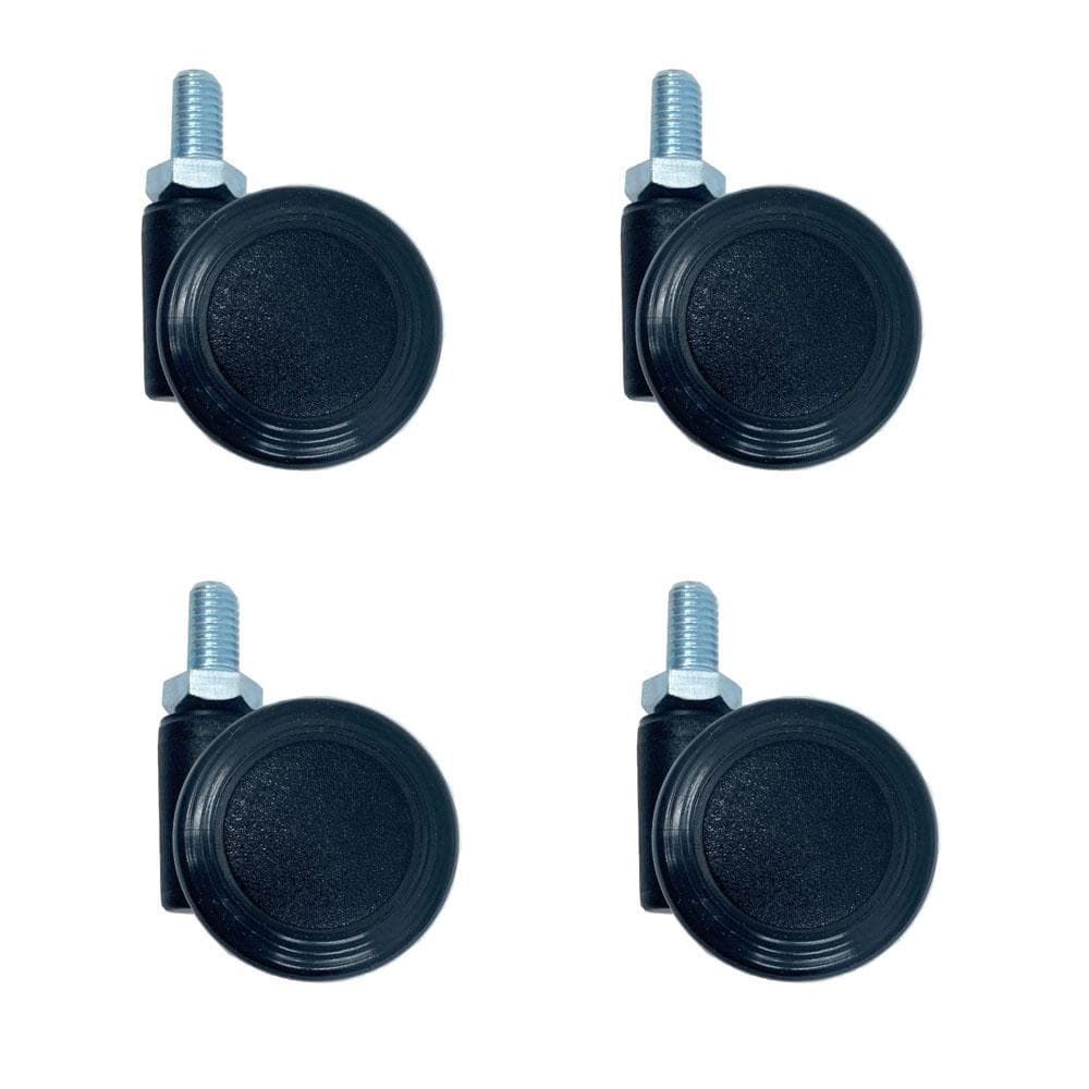 Meubelwiel zwart rond Ø 4,5 cm en hoogte 4,5 cm  van massief kunststof (M8)  - 4 stuks