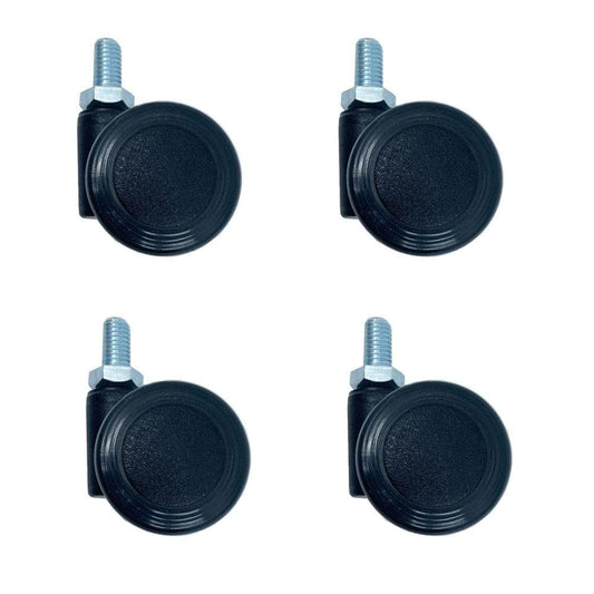 Meubelwiel zwart rond Ø 4,5 cm en hoogte 4,5 cm  van massief kunststof (M8)  - 4 stuks