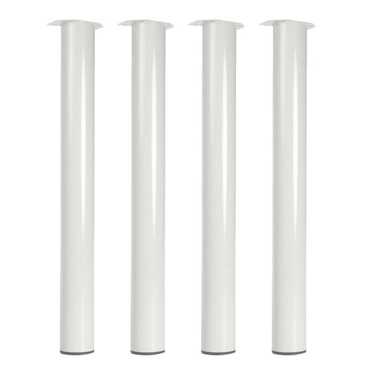 Witte stalen meubelpoot rond Ø 7,6 cm en hoogte 72 cm - Set van 4 stuks