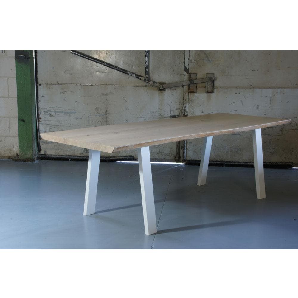 Stalen tafelpoot wit trapezium 80 bij 10 cm en hoogte 72 cm  (4 x 10 cm)