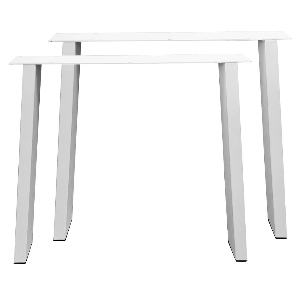 Stalen tafelpoot wit trapezium 80 bij 10 cm en hoogte 72 cm  (4 x 10 cm) - 2 stuks
