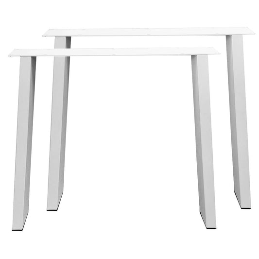 Stalen tafelpoot wit trapezium 80 bij 10 cm en hoogte 72 cm  (4 x 10 cm) - 2 stuks