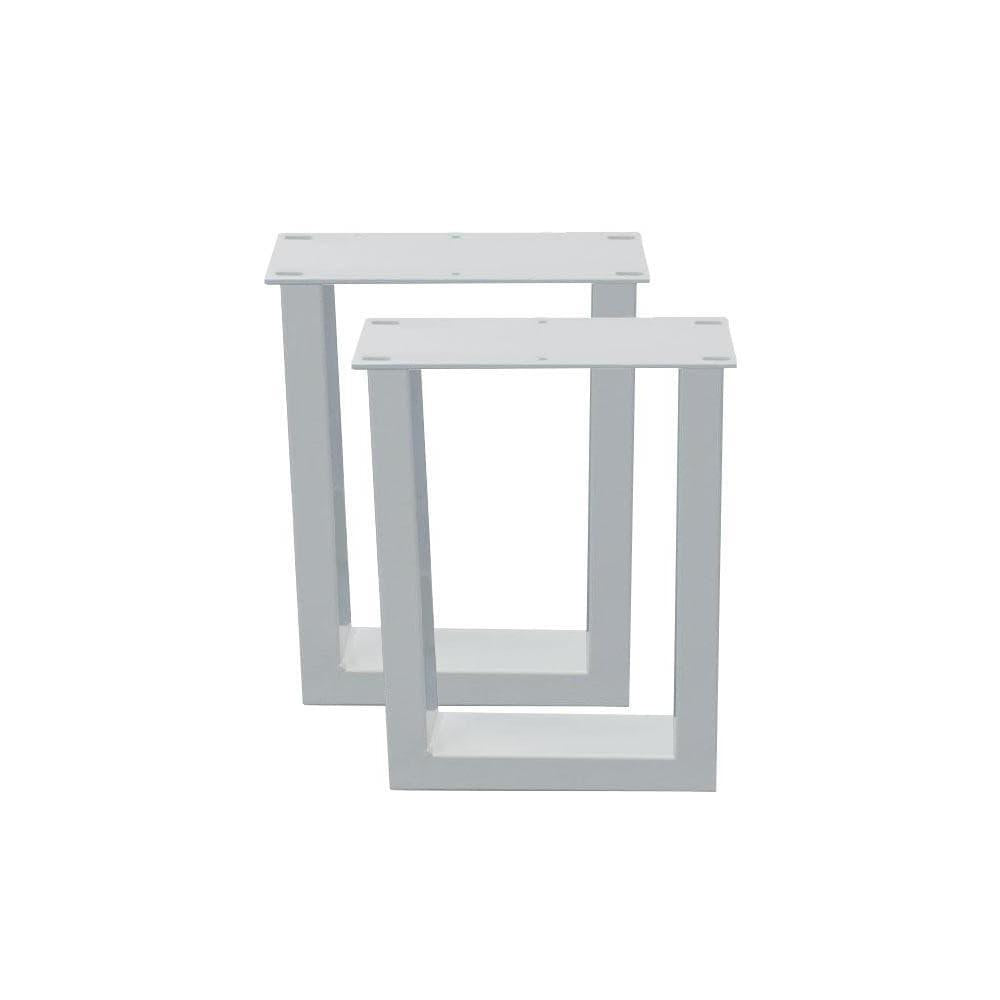 Stalen U tafelpoot wit 36 bij 10 cm en hoogte 40 cm  (4 x 10 cm) - 2 stuks