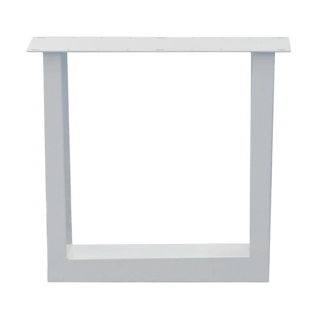 Stalen U tafelpoot wit 75 bij 10 cm en hoogte 72 cm  (10 x 10 cm)