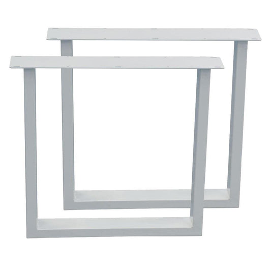 Stalen U tafelpoot wit 76 bij 10 cm en hoogte 72 cm  (4 x 10 cm) - 2 stuks
