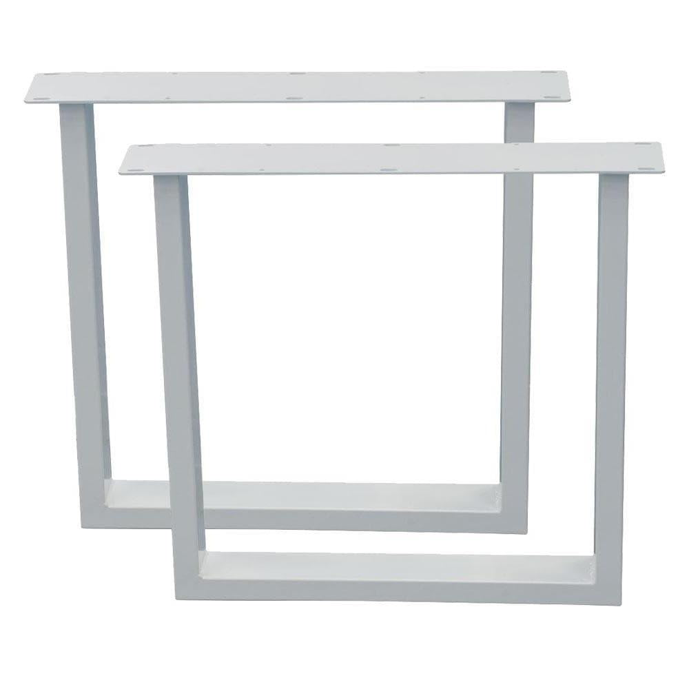 Stalen U tafelpoot wit 76 bij 10 cm en hoogte 72 cm  (4 x 10 cm) - 2 stuks