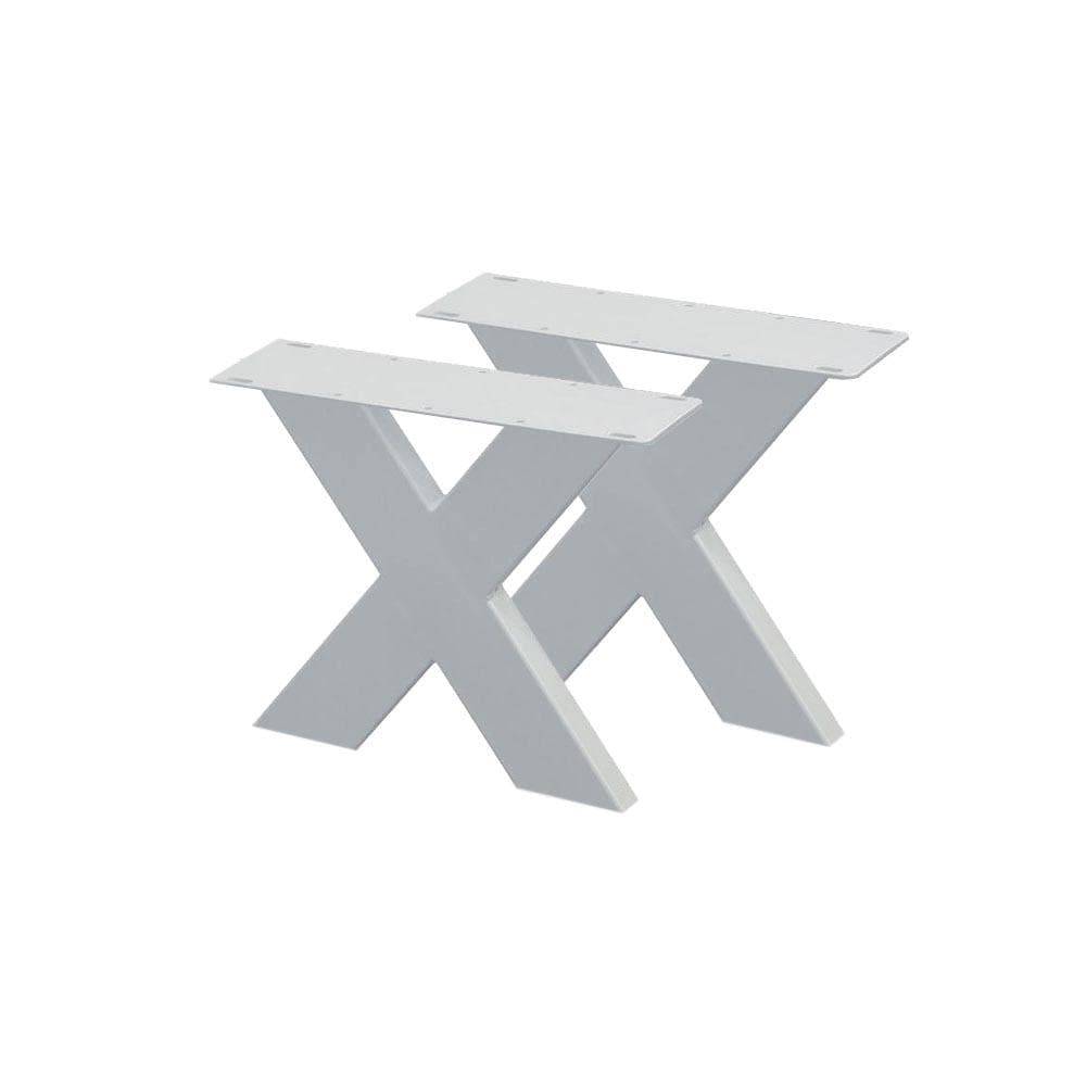 Stalen X bankpoten 36 bij 4 cm en hoogte 40 cm wit (4 x 10 cm) - 2 stuks