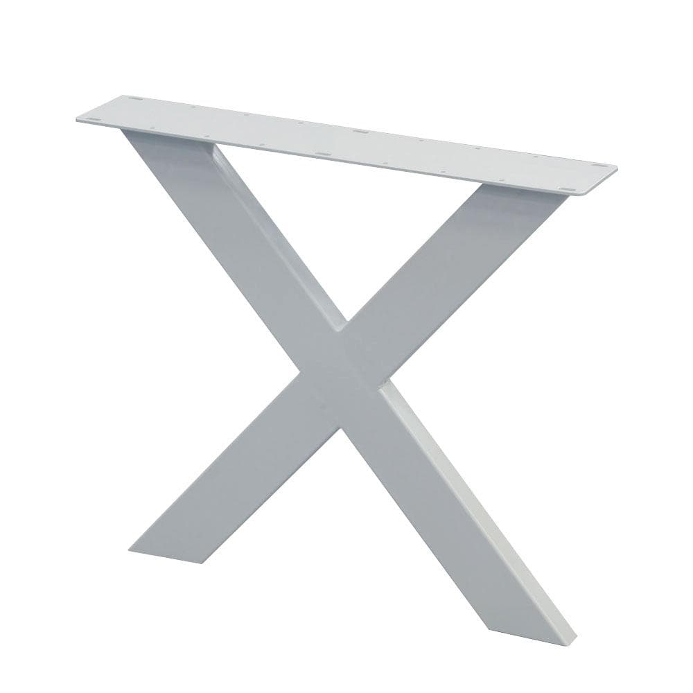 Stalen X tafelpoot 75 bij 4 cm en hoogte 72 cm wit (4 x 10 cm)