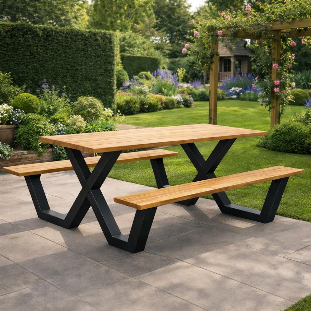 Picknick X tafelpoot 179 lang en hoogte 71 cm (8 x 8 cm)