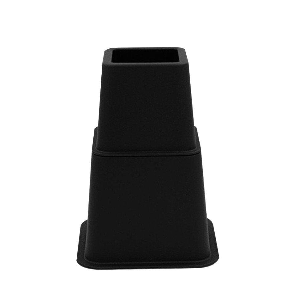 Bedverhoger zwart vierkant 19 bij 19 cm en hoogte 20 cm  van kunststof - 4 stuks