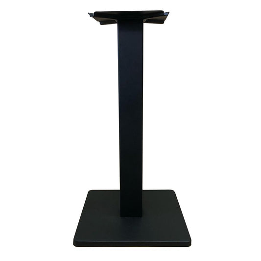 Stalen bistro tafelpoot met massieve plaat zwart vierkant koker 8 bij 8 cm en hoogte 71 cm