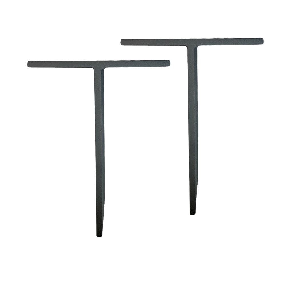 Massief stalen meubelpoot zwart t vorm 21 bij 17 cm en hoogte 28 cm  - 2 stuks