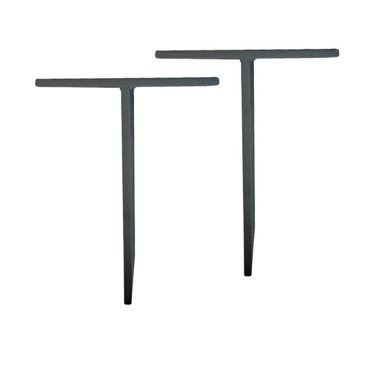 Massief stalen meubelpoot zwart t vorm 21 bij 17 cm en hoogte 28 cm  - 2 stuks
