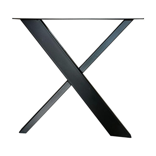 Stalen design X poot 78 bij 17 cm en hoogte 72  cm zwart (10 x 4 cm)