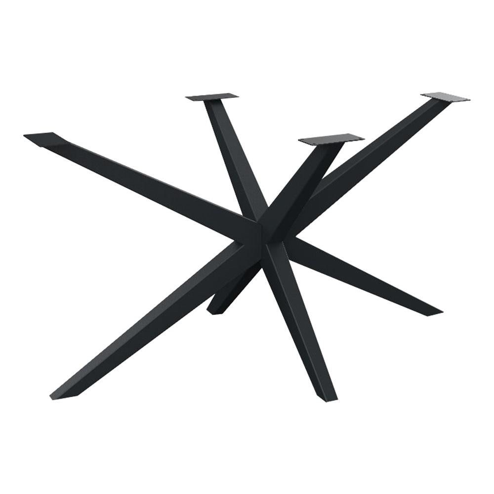 Stalen matrix zwart spinpoot 140 bij 74 cm en hoogte 73,5 cm tapse koker met een subtiel verloop van 4cm x 4cm naar 7,5cm x 5,5 cm
