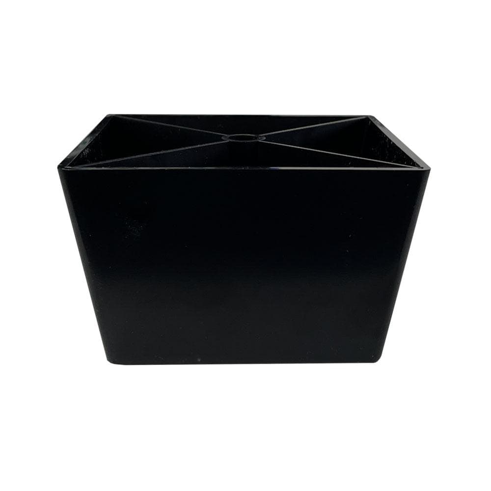 Meubelpoot zwart taps 10 bij 10 cm en hoogte 6 cm  van kunststof, taps 10 x 10 cm / 8 x 8 cm