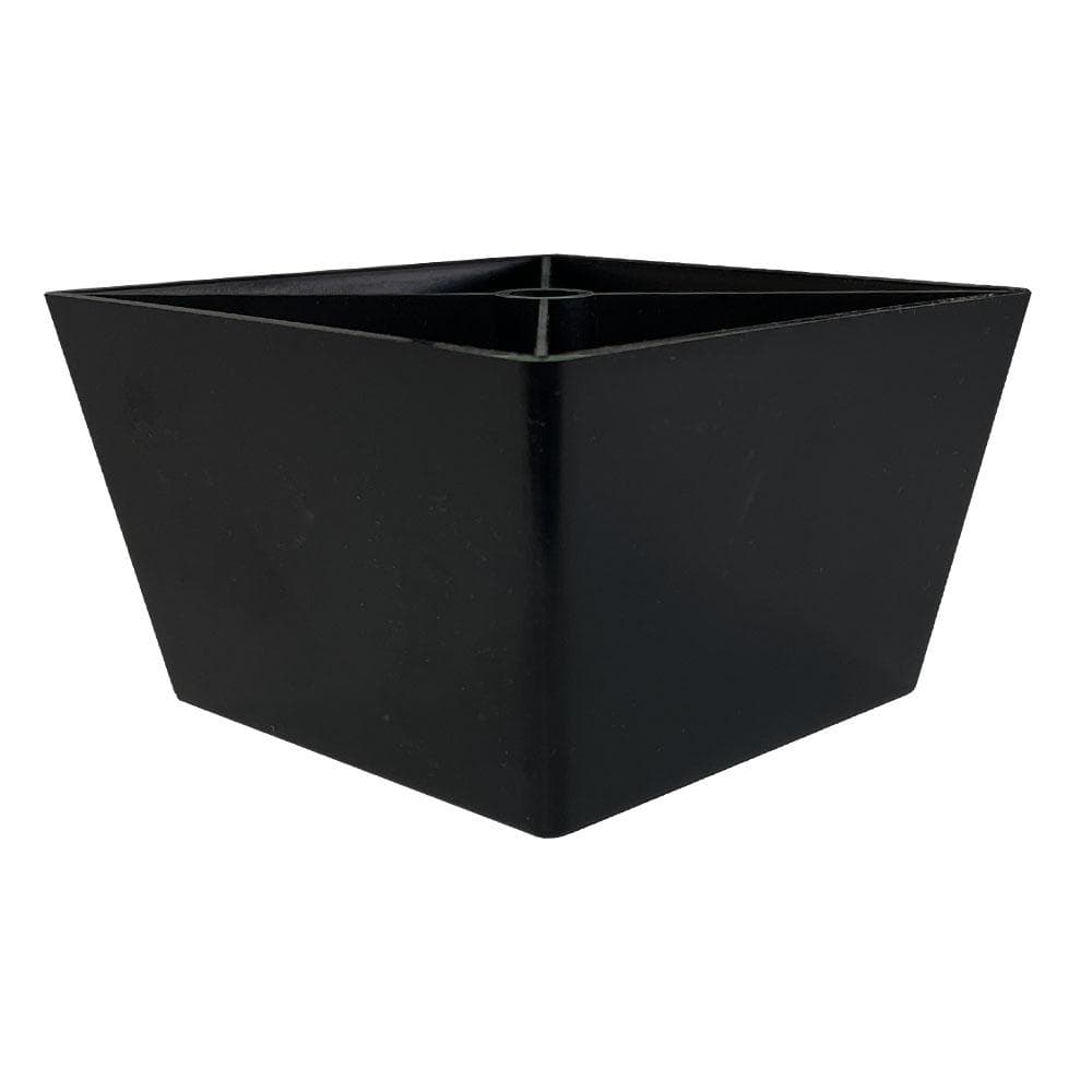 Meubelpoot zwart taps 10 bij 10 cm en hoogte 6 cm  van kunststof, taps 10 x 10 cm / 8 x 8 cm