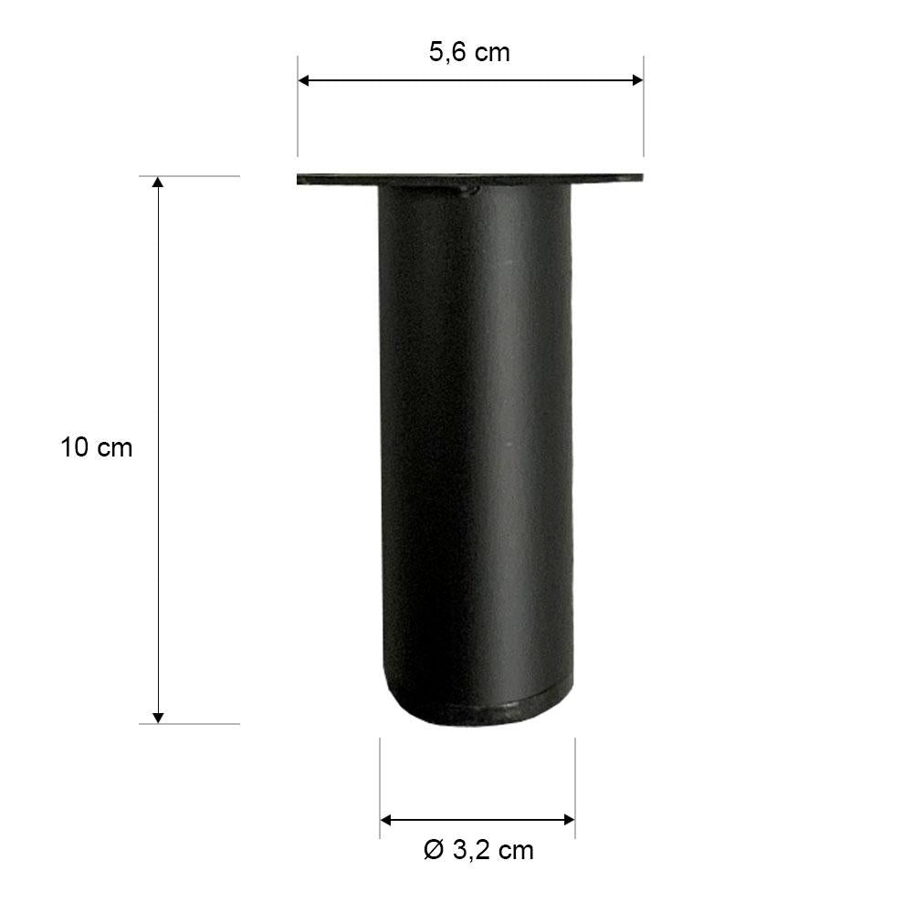 Stalen meubelpoot zwart rond ø 3,2 cm en hoogte 10 cm
