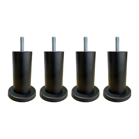 Stalen meubelpoot mat zwart rond ø 4,2 cm en hoogte 10 cm  (M8) - Set van 4 stuks