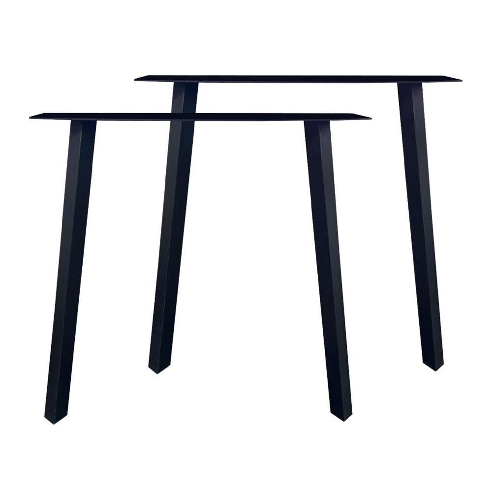 Stalen schuine zwarte tafelpoten 76 bij 10 cm en hoogte 72 cm  (5 x 5 cm) - Set van 2 stuks
