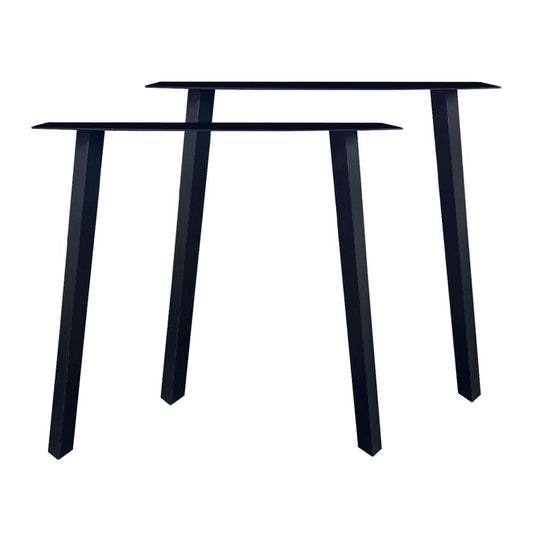 Stalen schuine zwarte tafelpoten 76 bij 10 cm en hoogte 72 cm  (5 x 5 cm) - Set van 2 stuks