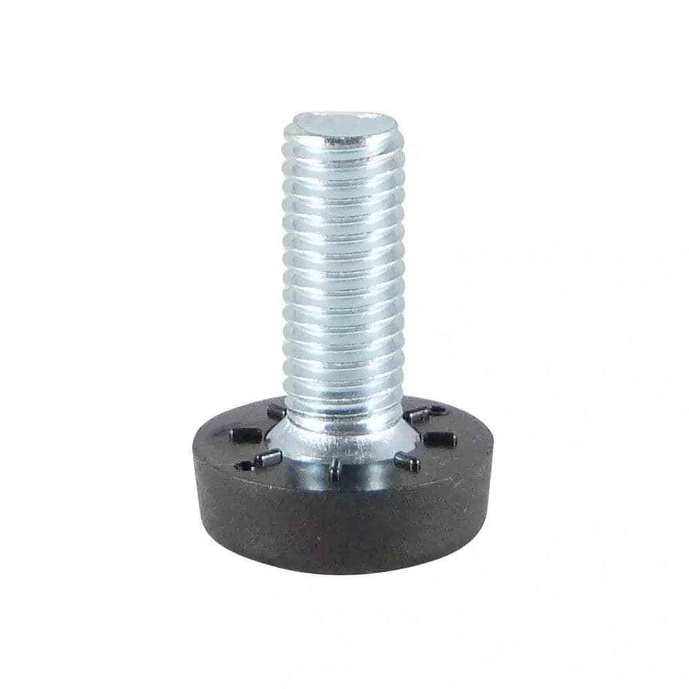 Stelvoet zwart rond Ø 2 cm en hoogte 0,7 cm  van massief kunststof (M6)  - 4 stuks