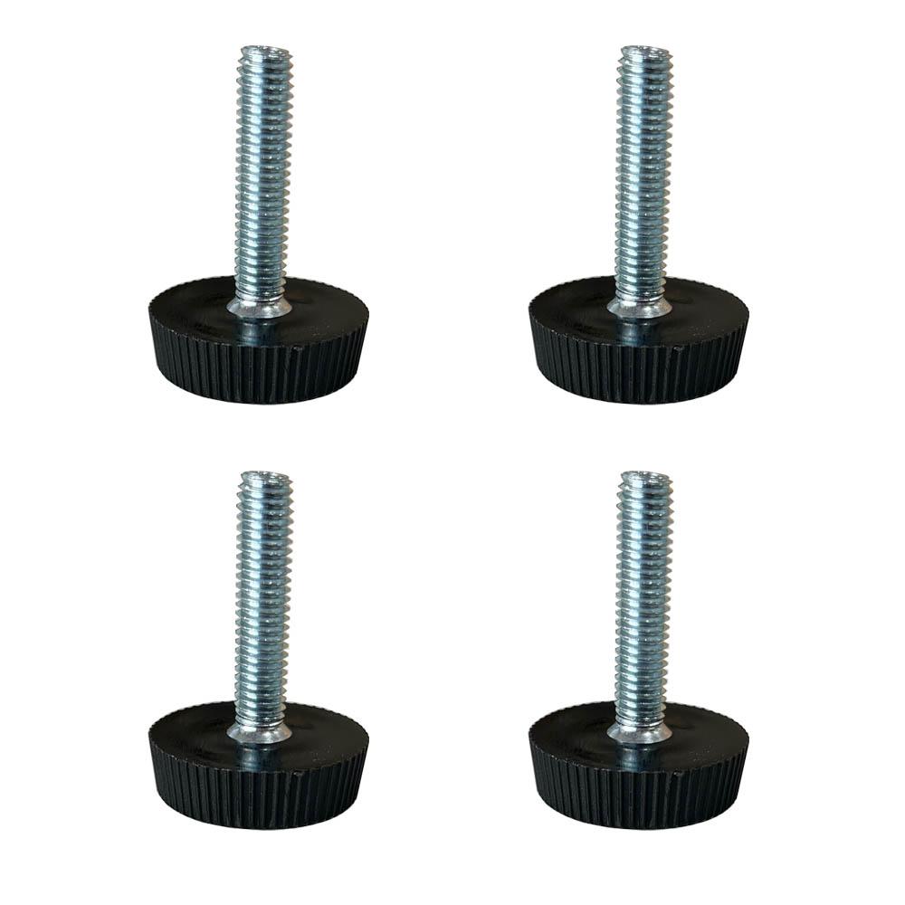 Stelvoet zwart rond Ø 2,5  cm en hoogte 0,7 cm  van massief kunststof (M6)  - 4 stuks