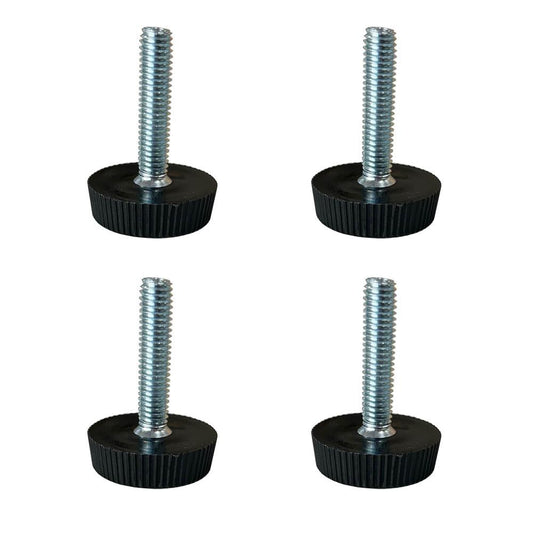 Stelvoet zwart rond Ø 2,5  cm en hoogte 0,7 cm  van massief kunststof (M6)  - 4 stuks