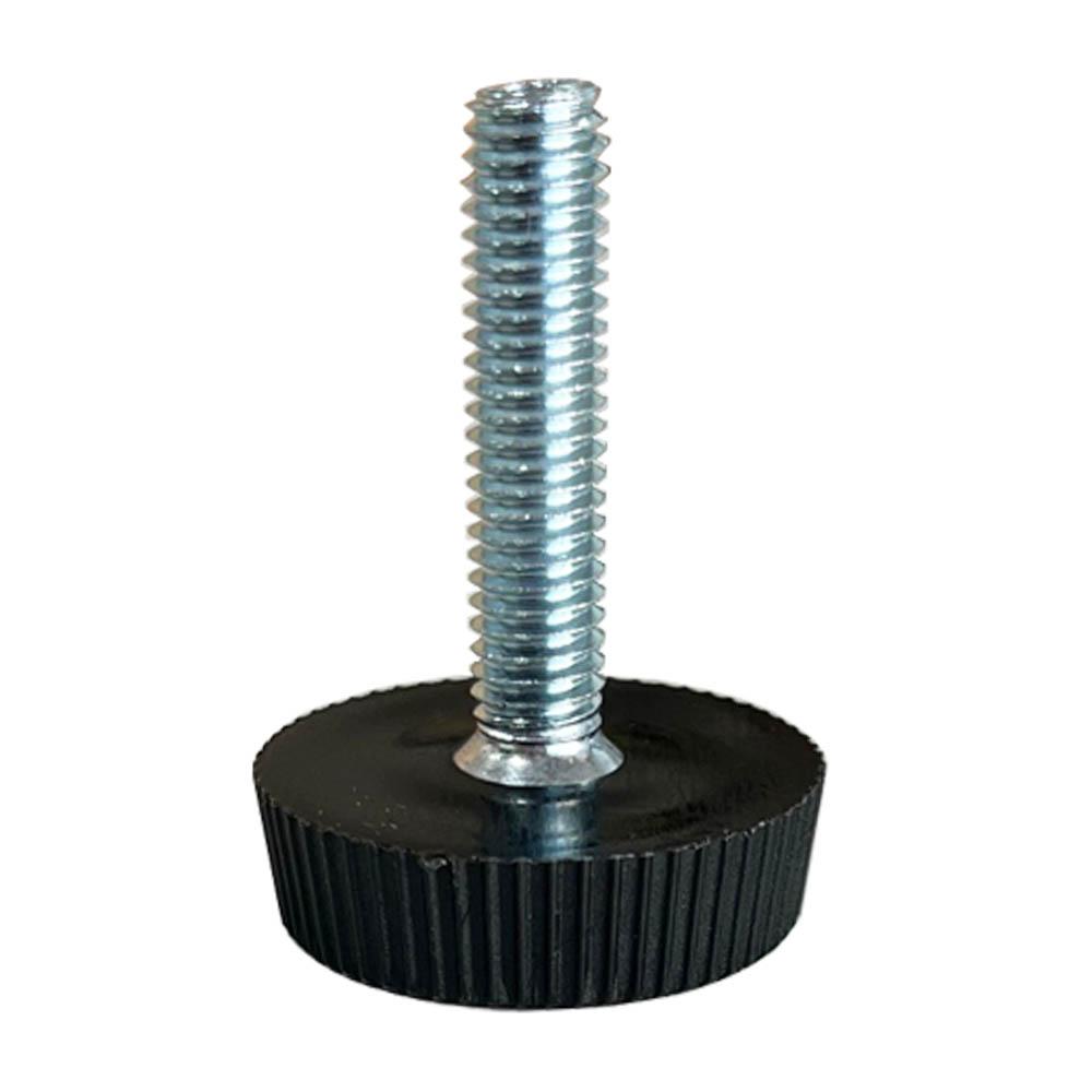 Stelvoet zwart rond Ø 2,5  cm en hoogte 0,7 cm  van massief kunststof (M6)  - 4 stuks
