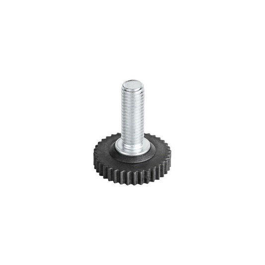 Stelvoet zwart rond Ø 3 cm en hoogte 1 cm  van kunststof (M10)