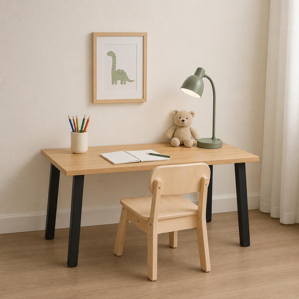 Stalen tafelpoot zwart trapezium 80 bij 10 cm en hoogte 62 cm  (4 x 10 cm)