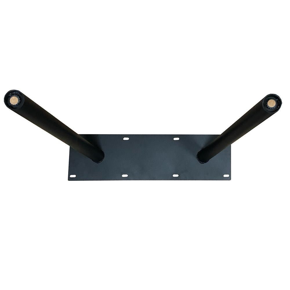 Stalen tafelpoot zwart trapezium 70 bij 20 cm en hoogte 71 cm  (koker Ø5 cm)