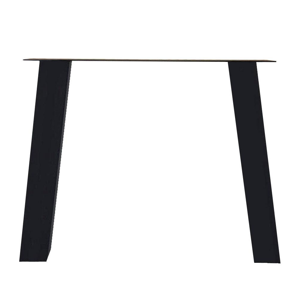Stalen tafelpoot zwart trapezium 80 bij 10 cm en hoogte 72 cm  (10 x 10 cm)