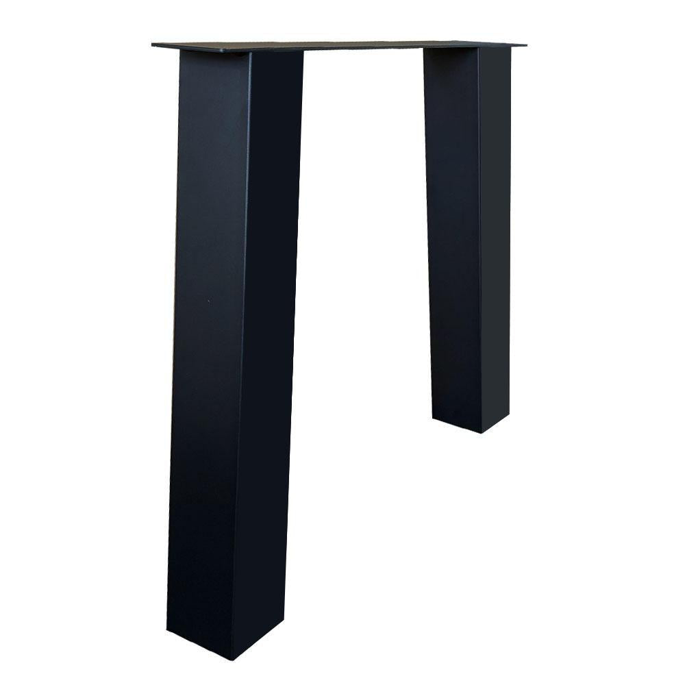 Stalen tafelpoot zwart trapezium 80 bij 10 cm en hoogte 72 cm  (10 x 10 cm)