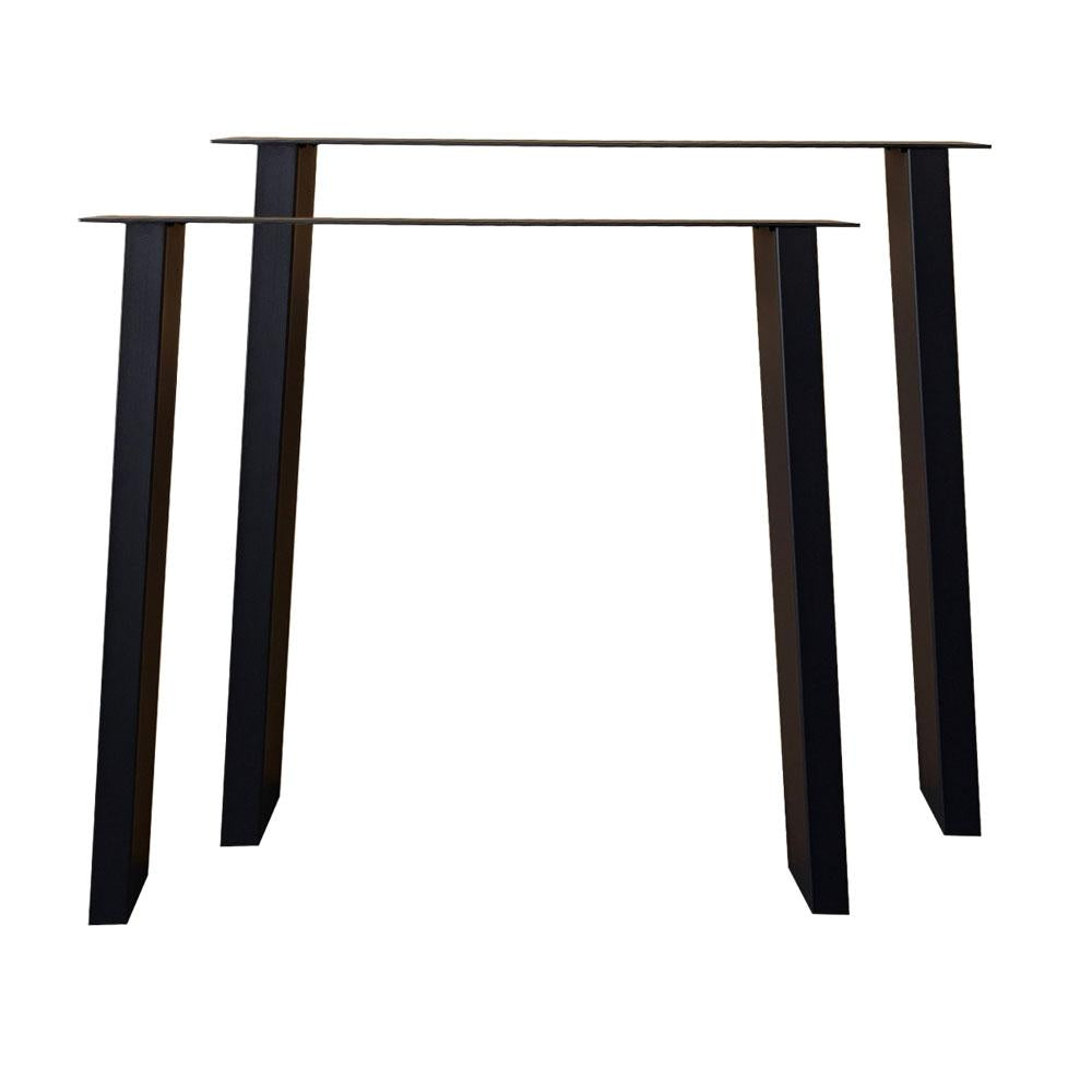 Stalen tafelpoot zwart trapezium 80 bij 10 cm en hoogte 72 cm  (4 x 10 cm) - 2 stuks
