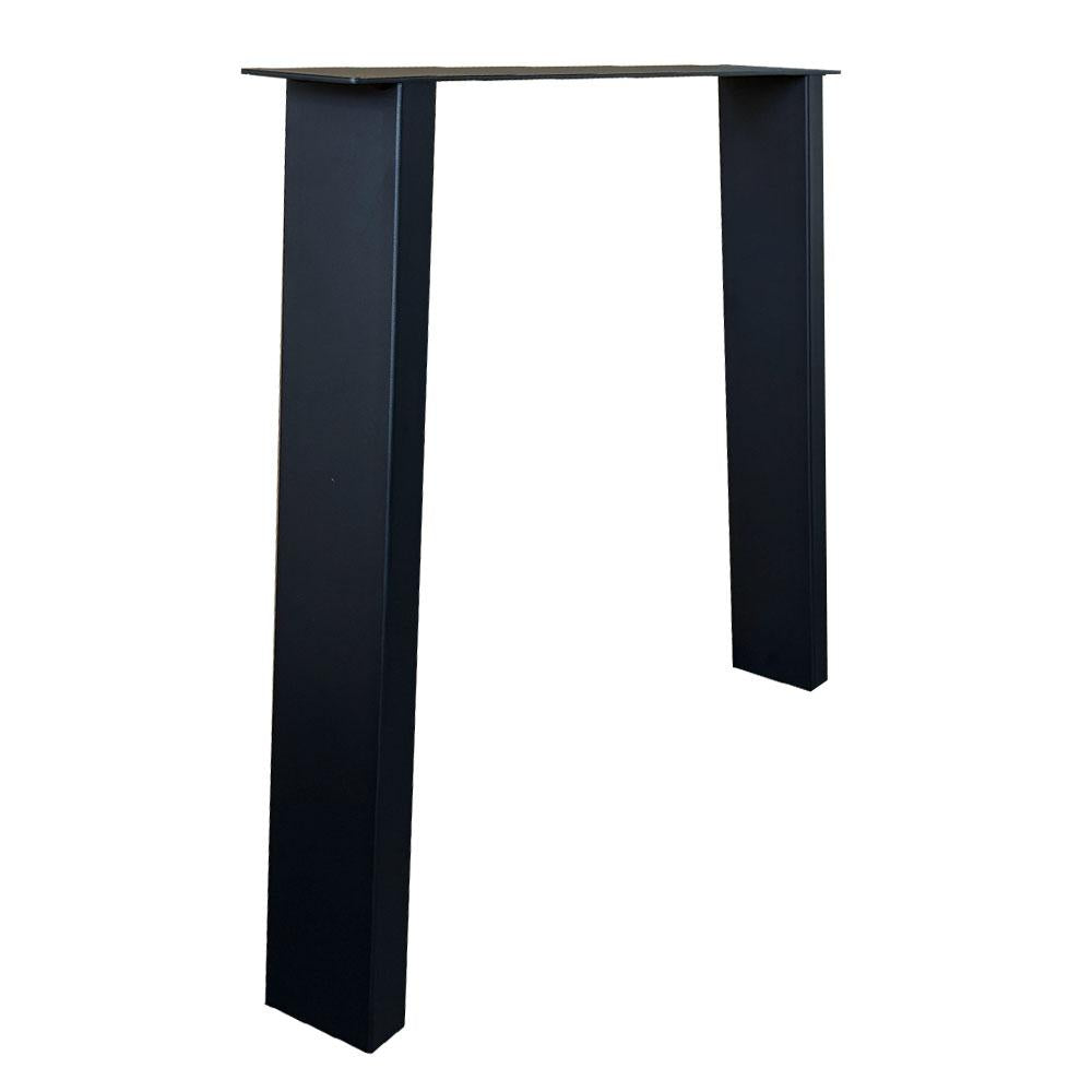Stalen tafelpoot zwart trapezium 80 bij 10 cm en hoogte 72 cm  (4 x 10 cm) - 2 stuks