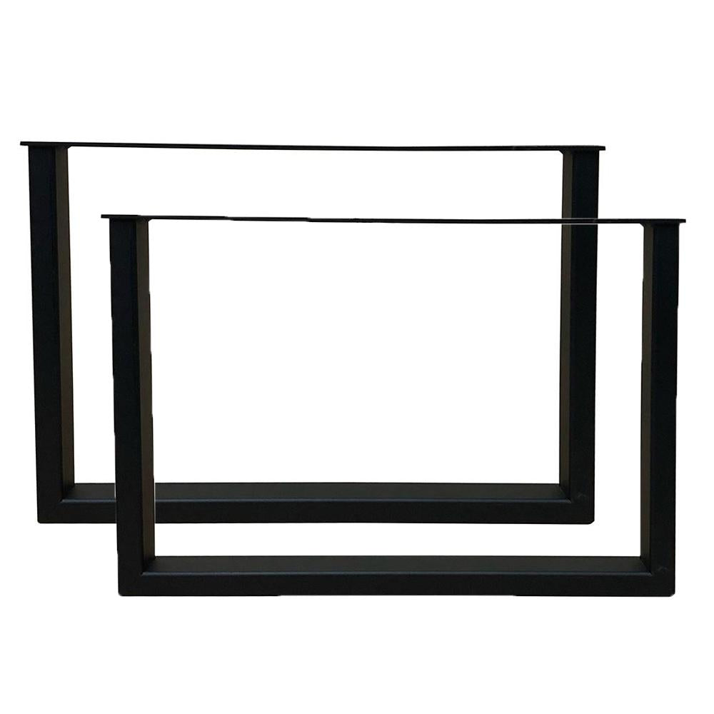 Set stalen U bankpoten / meubelpoten 54 bij 6 cm en hoogte 37,5 cm zwart (5 x 2,5 cm) - 2 stuks