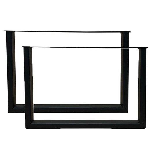Set stalen U bankpoten / meubelpoten 54 bij 6 cm en hoogte 37,5 cm zwart (5 x 2,5 cm) - 2 stuks