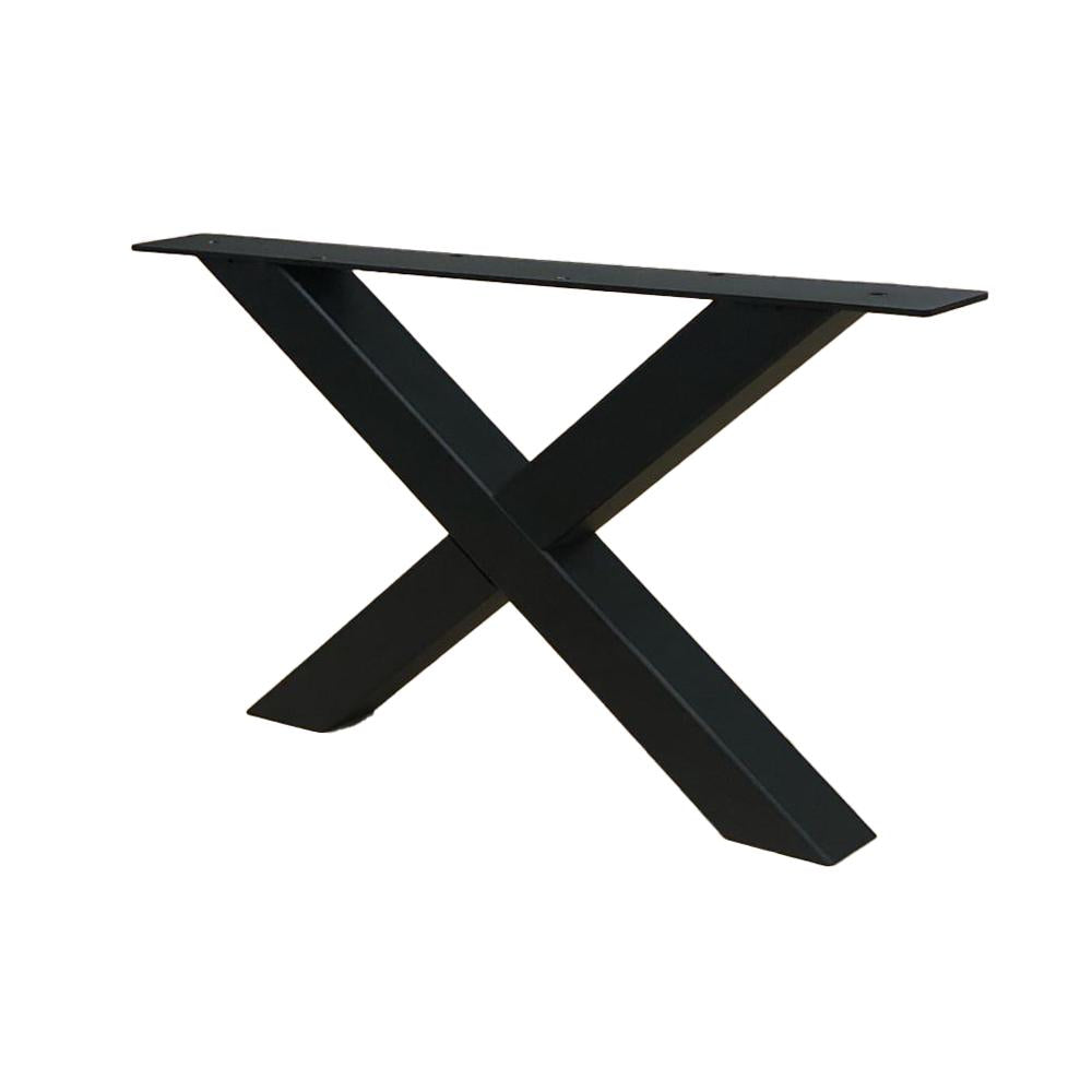 Set stalen X bankpoten / meubelpoten 54 bij 6 cm en hoogte 37,5 cm zwart (5 x 5 cm) - 2 stuks
