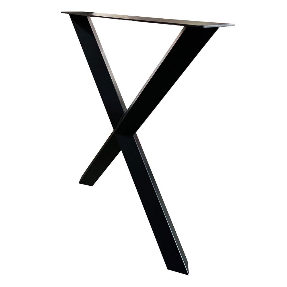 Stalen X tafelpoot diamant 78 bij 10,5 cm en hoogte 72 cm zwart (6 x 6 cm)